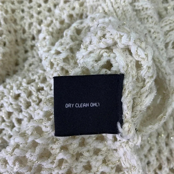 W118 by Walter Baker Cream Open Knit Pullover Sweater Women Size S Gold Thread - Picture 16 of 16